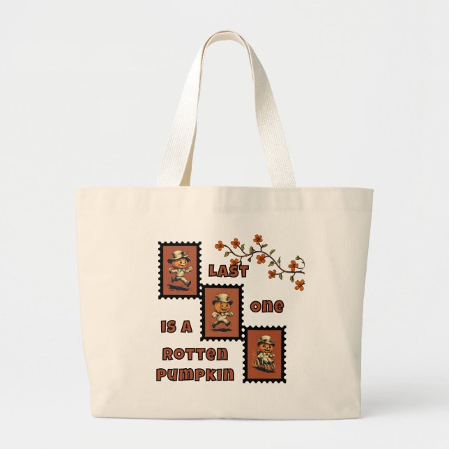 Bolsa Tote Grande Pequeno Humor de Halloween Jack o lanterna (Frente)