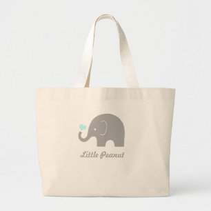 Bolsa Tote Grande Pequeno Saco de Tote Elefante de Amendoim, coração