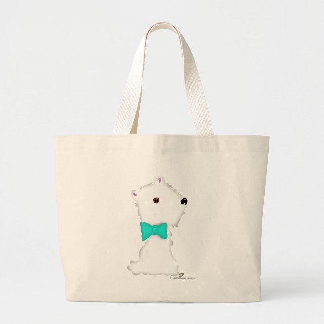 Bolsa Tote Grande Pequeno Westie Sentado (Frente)