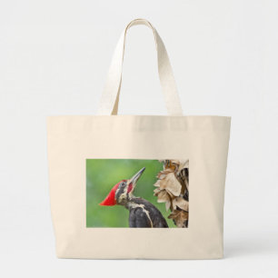 Bolsa Tote Grande Perfil de Pica-Pau Pileado Juvenil Oferece Roupa