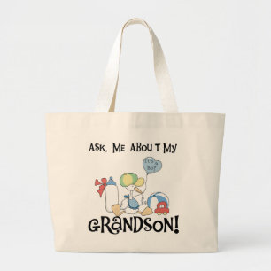 Bolsa Tote Grande Pergunte sobre meus Camisetas e presentes do neto