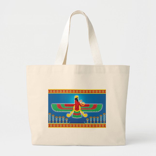 Bolsa Tote Grande Persa Faravahar do Zoroastrian (Frente)