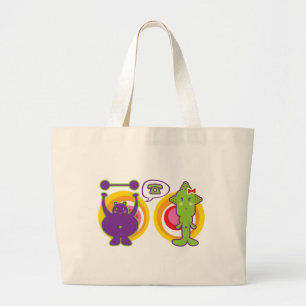 Bolsa Tote Grande Personagem de desenho animado Purple & Miss Green 