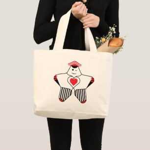 Bolsa Tote Grande Personagem Estrela Divertida Com Coração