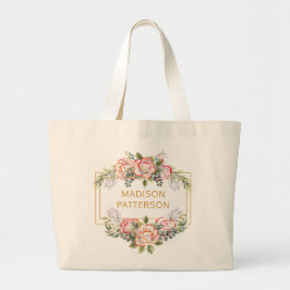 Bolsa Tote Grande Personalizado Elegante Floral Chic Feminino Aquare