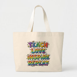 Bolsa Tote Grande Personalizado Ensine Amor Inspire Repita Professor