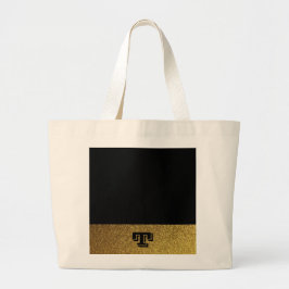 Bolsa Tote Grande Personalizado preto e dourado