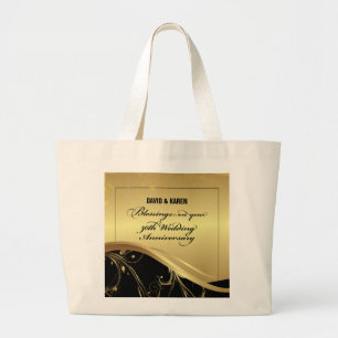 Bolsa Tote Grande Personalizar, 50º aniversário de casamento Relig