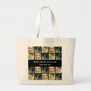 Bolsa Tote Grande Personalizar colagem e texto de fotos