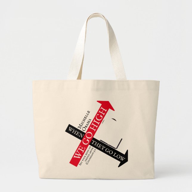 Bolsa Tote Grande Personalizar Michelle Obama quando eles baixam (Frente)