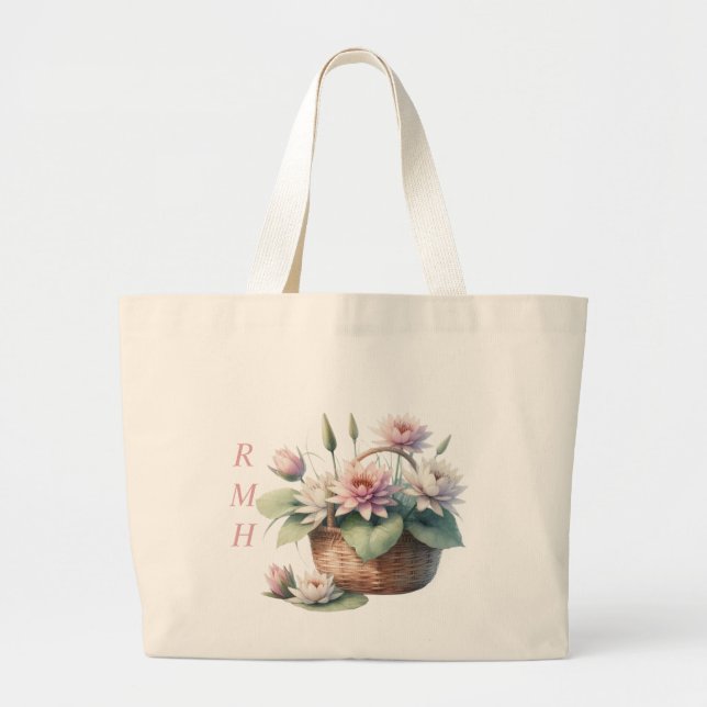 Bolsa Tote Grande Personalize July Water Lily Tote Bag (Frente)