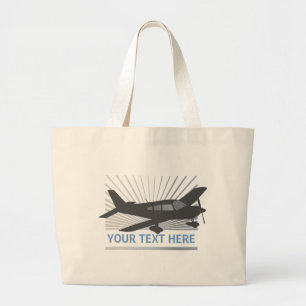 Bolsa Tote Grande Personalize o texto - avião da baixa asa