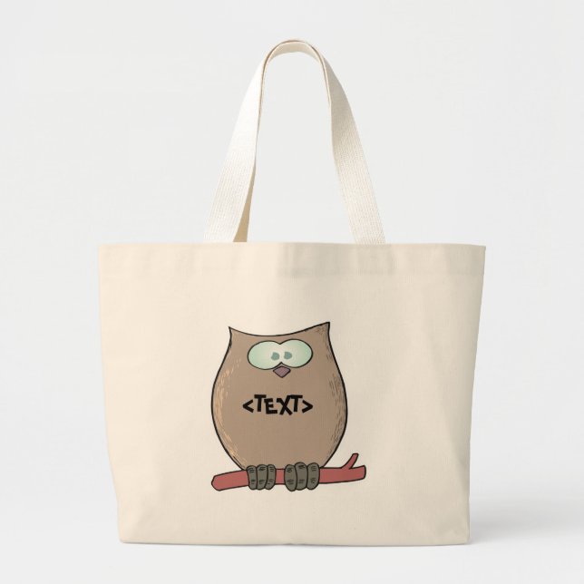 Bolsa Tote Grande Personalize uma Coruja, <TEXT> (Frente)