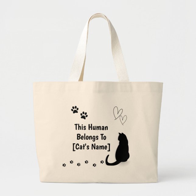 Bolsa Tote Grande Personalized Black Cat Tote Bag (Frente)