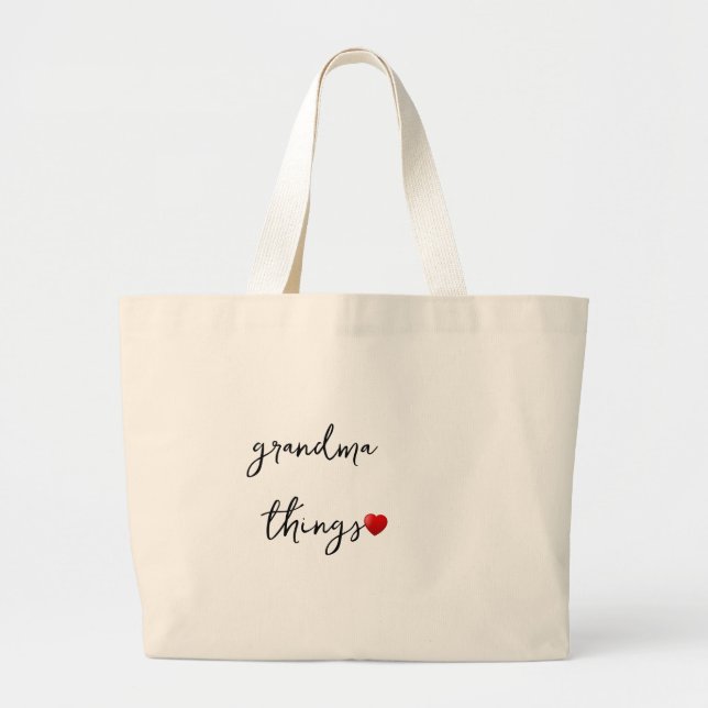 Bolsa Tote Grande Personalized Grandma Things Bag – Unique Gift for  (Frente)