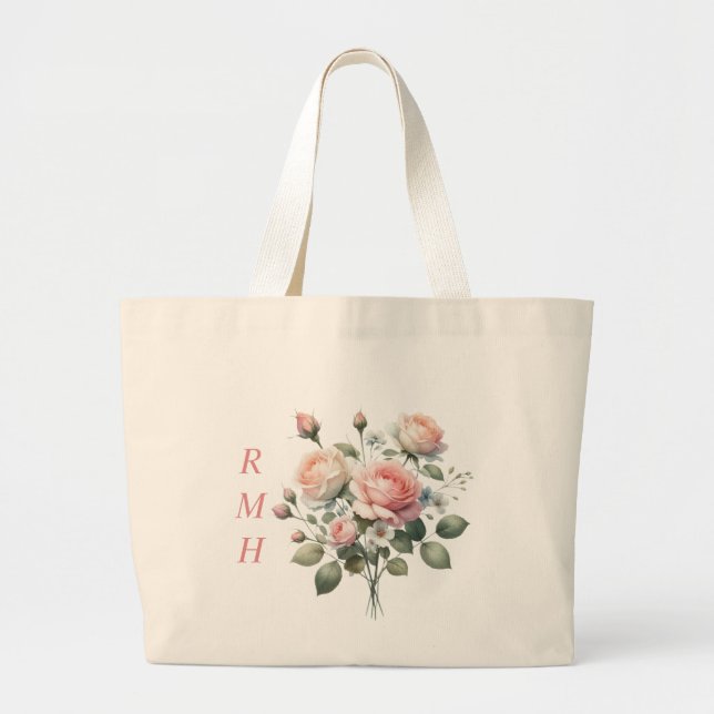 Bolsa Tote Grande Personalized June Rose Tote Bag (Frente)