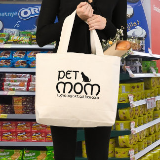 Bolsa Tote Grande Personalized Pet Lover Cat Mom Scrtipt Quote Cute