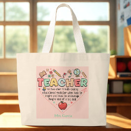 Bolsa Tote Grande Personalized Teacher Tote Bag