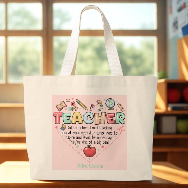 Bolsa Tote Grande Personalized Teacher Tote Bag (Criador carregado)