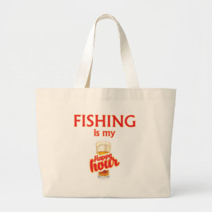 Bolsa Tote Grande Pescar É Minha Hora Feliz
