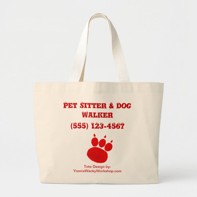 Bolsa Tote Grande Pet Sitter & Dog Walker Pak Print (Frente)