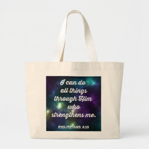 Bolsa Tote Grande Philippians 4:13 Bíblia Verse