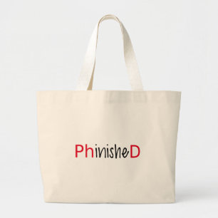 Bolsa Tote Grande Phinished, arte da palavra, design de texto para o