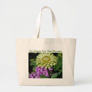 Bolsa Tote Grande Phlox&Zinnia, vai verde para as flores