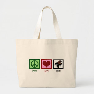 Bolsa Tote Grande Piano do amor da paz
