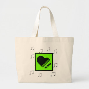 Bolsa Tote Grande Piano que cruza o sinal de tráfego de Xing