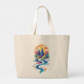 Bolsa Tote Grande Picos iluminados por Sol e Rio Fluente