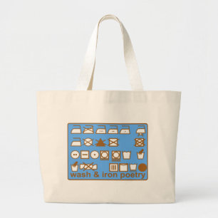 BOLSA TOTE GRANDE PICTOGRAMA DA POESIA DA LAVAGEM E DO FERRO