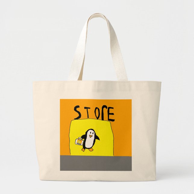 Bolsa Tote Grande Pinguim Comprando na Loja (Frente)