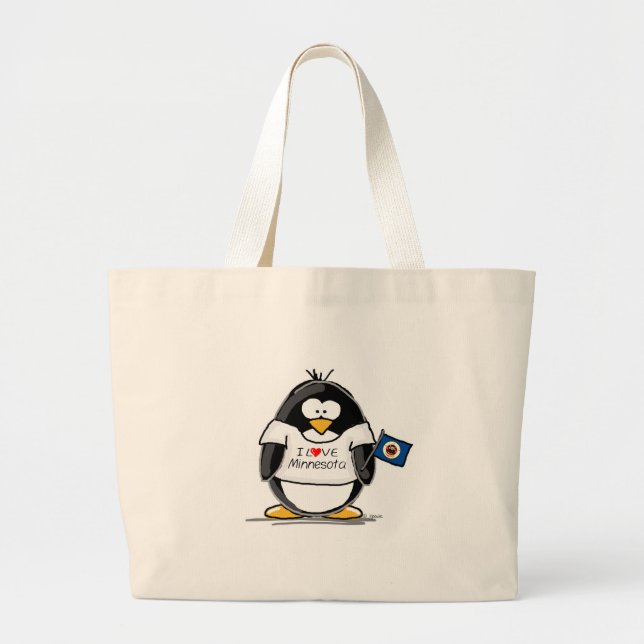 Bolsa Tote Grande Pinguim de Minnesota (Frente)