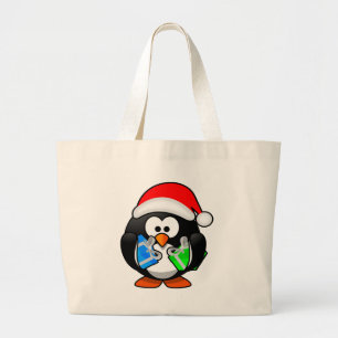 Bolsa Tote Grande Pinguim Natal
