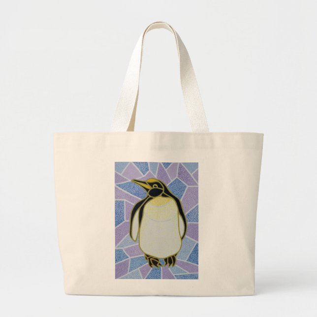 Bolsa Tote Grande Pinguim no vitral (Frente)