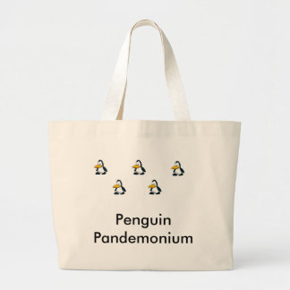 Bolsa Tote Grande Pinguins, pinguins em toda parte