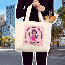 Bolsa Tote Grande Pink Maid Janitorial Cleaning Service