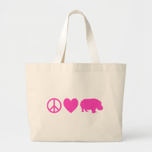 Bolsa Tote Grande Pink Peace Love e Hippos
