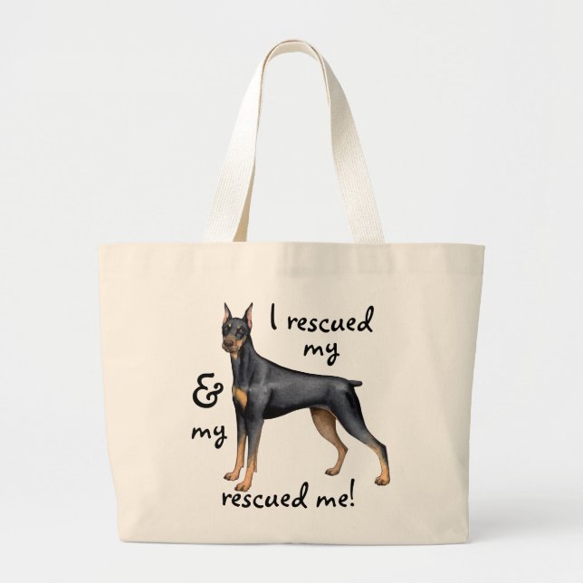 Bolsa Tote Grande Pinscher do Doberman do salvamento (Frente)