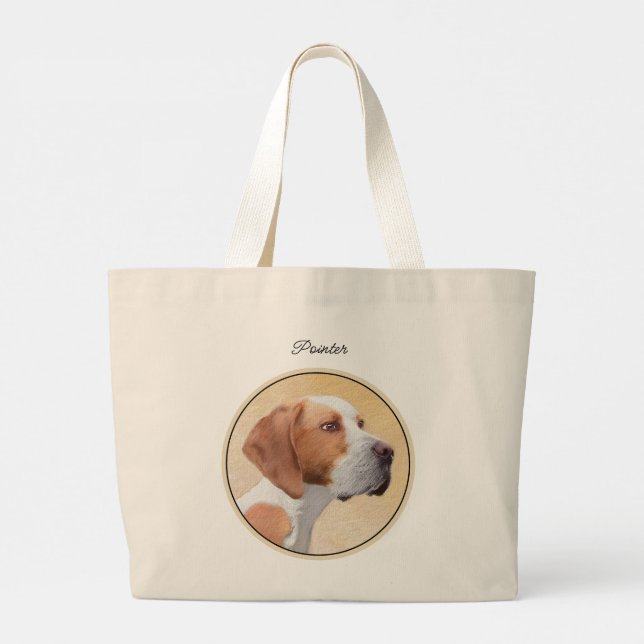 Bolsa Tote Grande Pinter Painting English Cute Original Pet Dog Art (Verso)