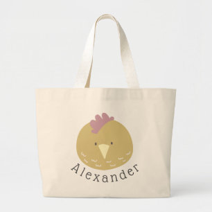 Bolsa Tote Grande Pintinho de Cute de Nome Personalizável