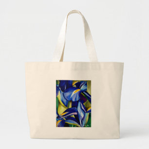 Bolsa Tote Grande Pintor de aquarela azul-íris flor original