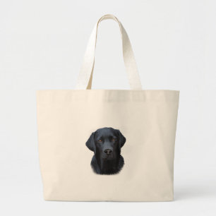 Bolsa Tote Grande Pintura a cores da água do cão preto Labrador
