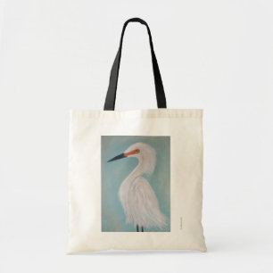 Bolsa Tote Grande pintura branca das belas artes do Egret