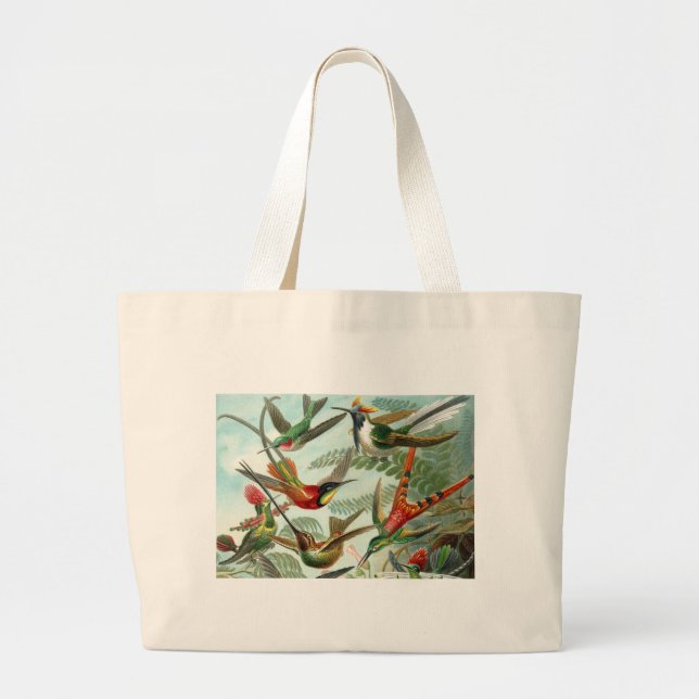Bolsa Tote Grande pintura clássica da fauna selvagem de beija-flor (Frente)
