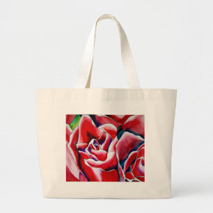 Bolsa Tote Grande Pintura cor-de-rosa da arte da aguarela dos rosas