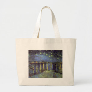 Bolsa Tote Grande Pintura da Noite Estrelada de Van Gogh