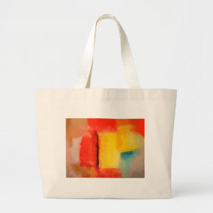 Bolsa Tote Grande Pintura de Abstrato Amarelo Vermelho Moderno