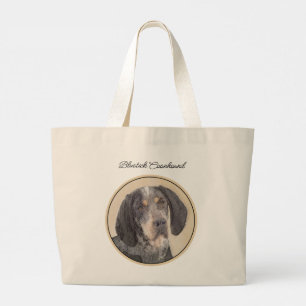 Bolsa Tote Grande Pintura de cão Bluetick com marcações